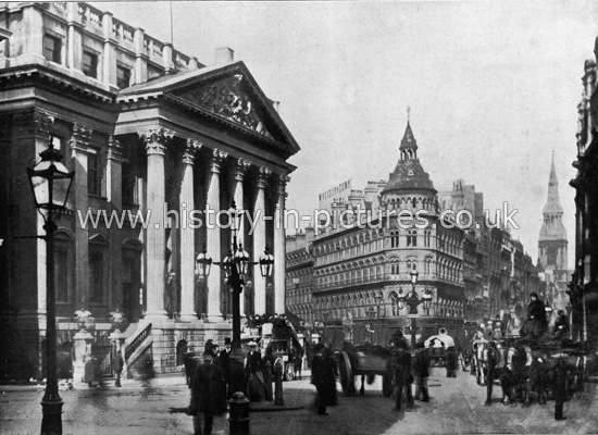 The Mansion House, showing Queen Victoria Street, London. c.1890's.